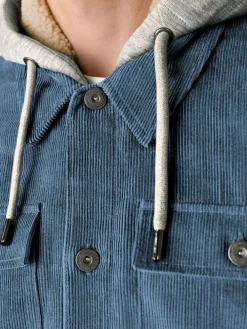 Best Next Hooded Corduroy Borg Lined Shacket Blue
