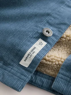Best Next Hooded Corduroy Borg Lined Shacket Blue