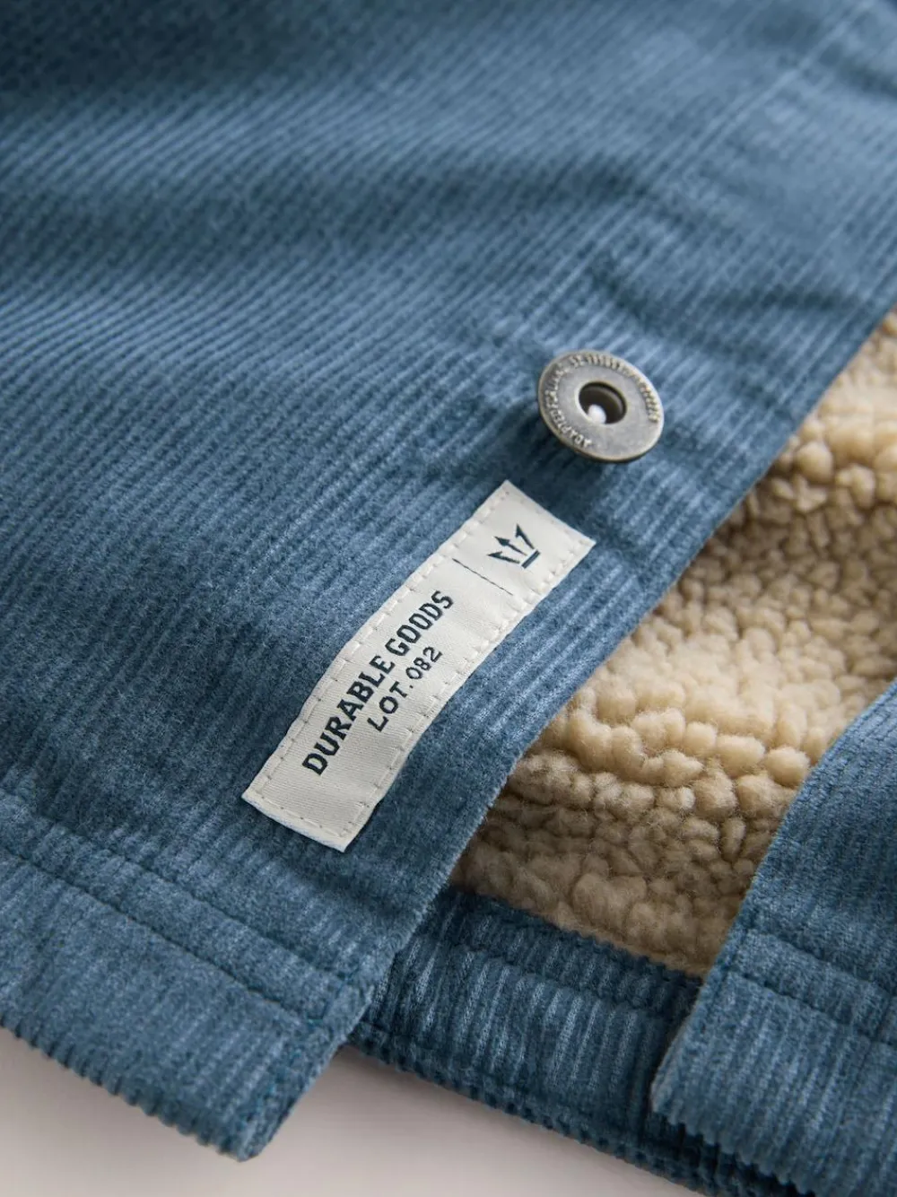 Best Next Hooded Corduroy Borg Lined Shacket Blue