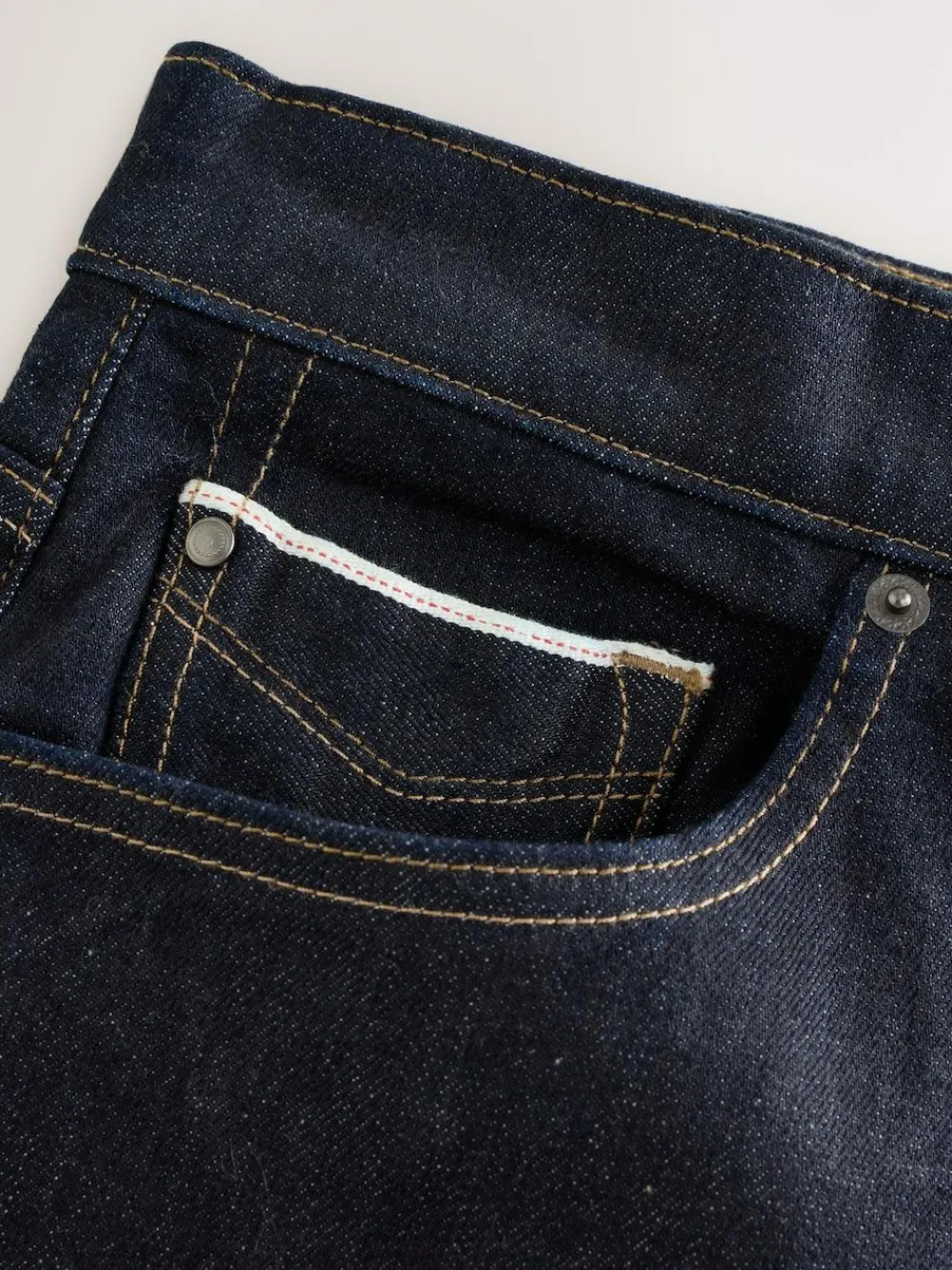 Sale Next Straight Fit Signature Selvedge Denim Jeans Blue Indigo Rinse