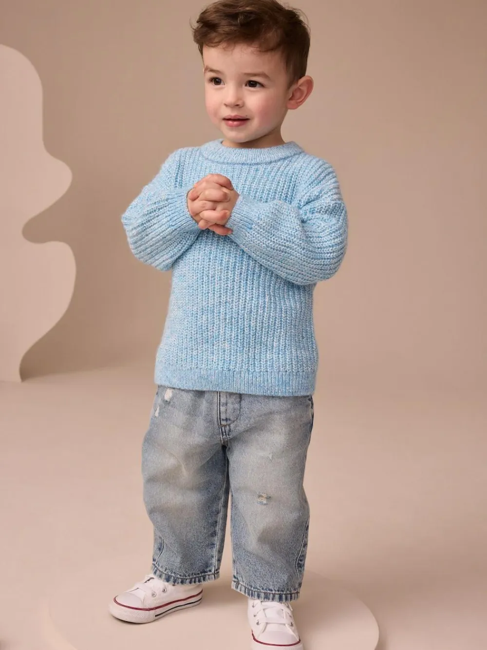 Sale Next Knitted Crew Neck Jumper (3mths-7yrs) Blue