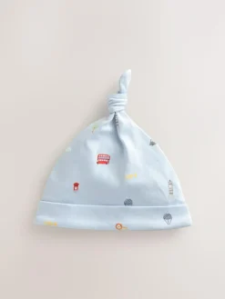 Next Blue London Tie Top Baby Hats 3 Pack (0-18mths)^BOY Hats & Scratch Mitts|Newborn Accessories