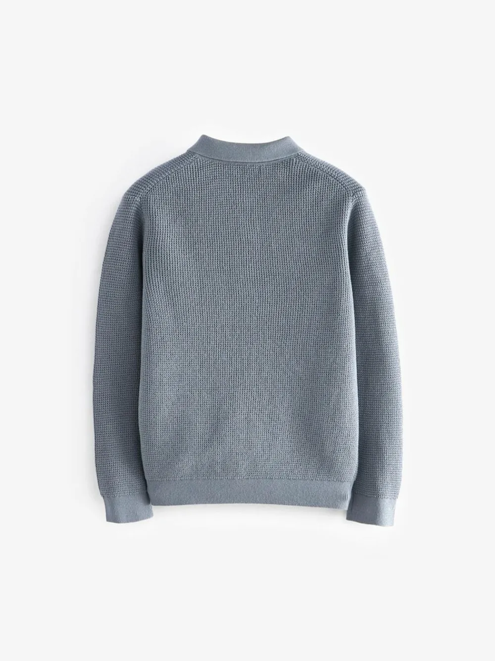Next Blue Long Sleeve Textured Polo Shirt (3-16yrs)^BOY Tops|Knitwear & Sweaters