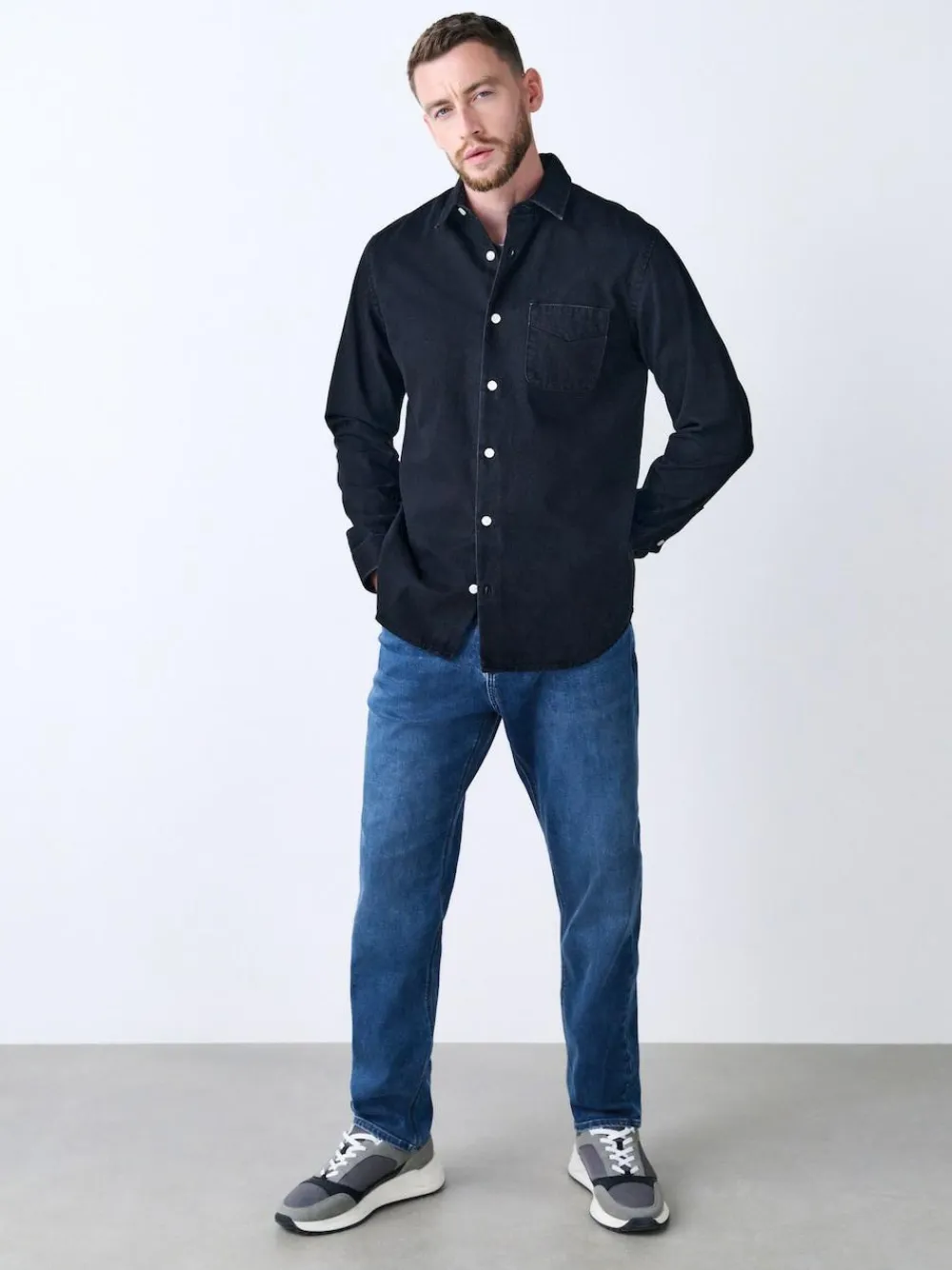 Outlet Next Blue Mid Regular Tapered Fit Motionflex Jeans