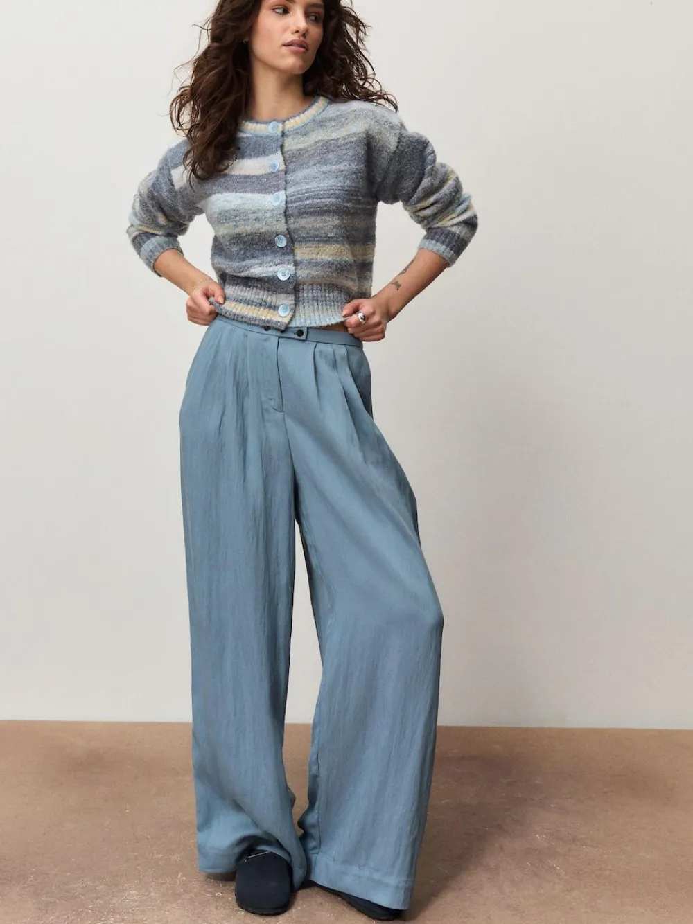 Sale Next Spacedye Knitted Crew Neck Cardigan Blue Multi