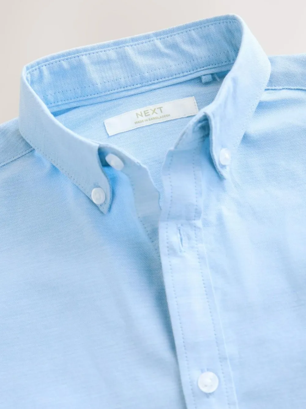 Clearance Next Plain Short Sleeve Cotton Rich Oxford Shirt (3-16yrs) Blue