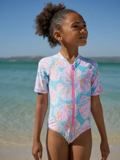 Online Next Short Sleeved Sunsafe Swimsuit (3mths-16yrs) Blue Shell
