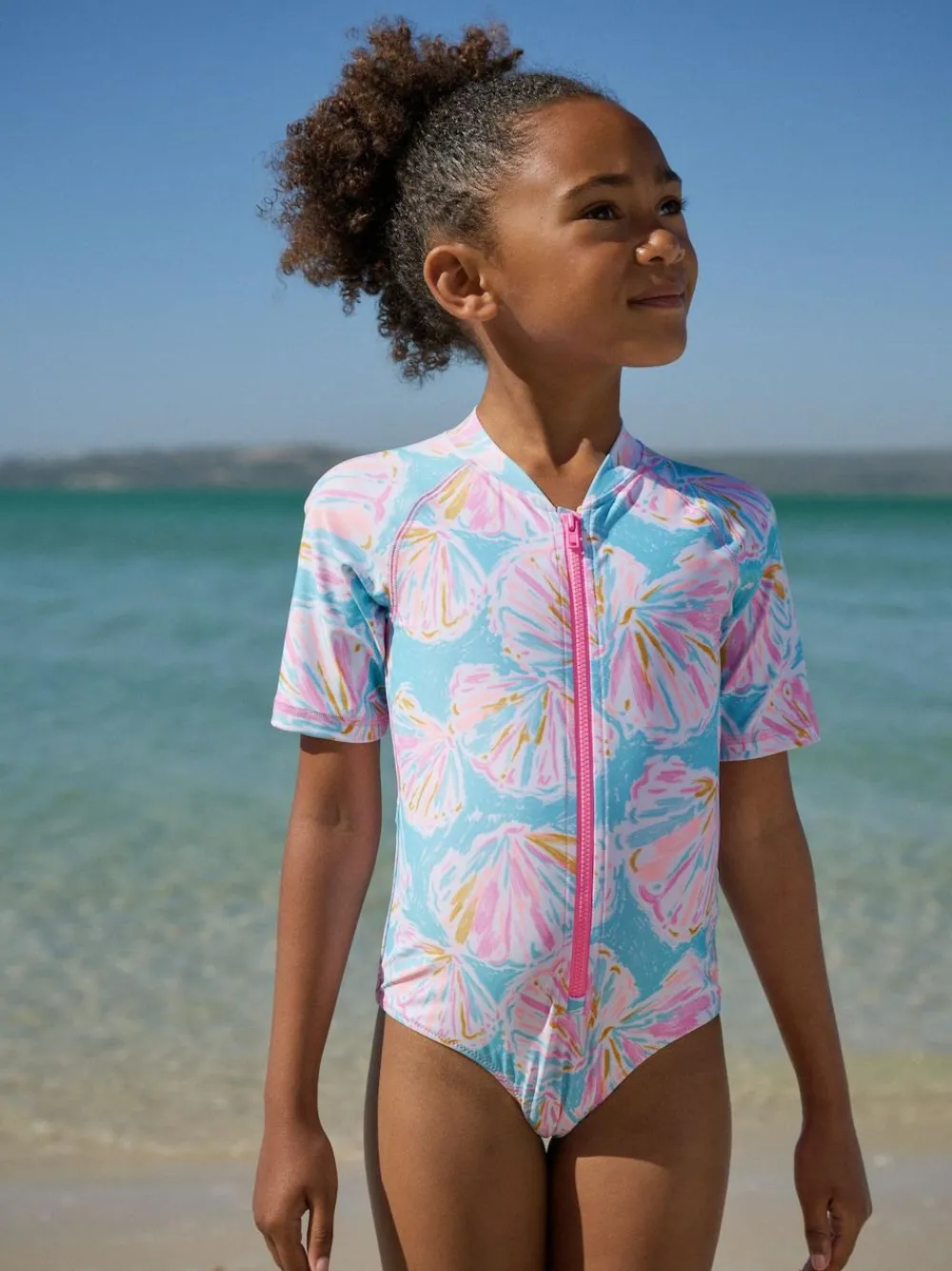 Online Next Short Sleeved Sunsafe Swimsuit (3mths-16yrs) Blue Shell