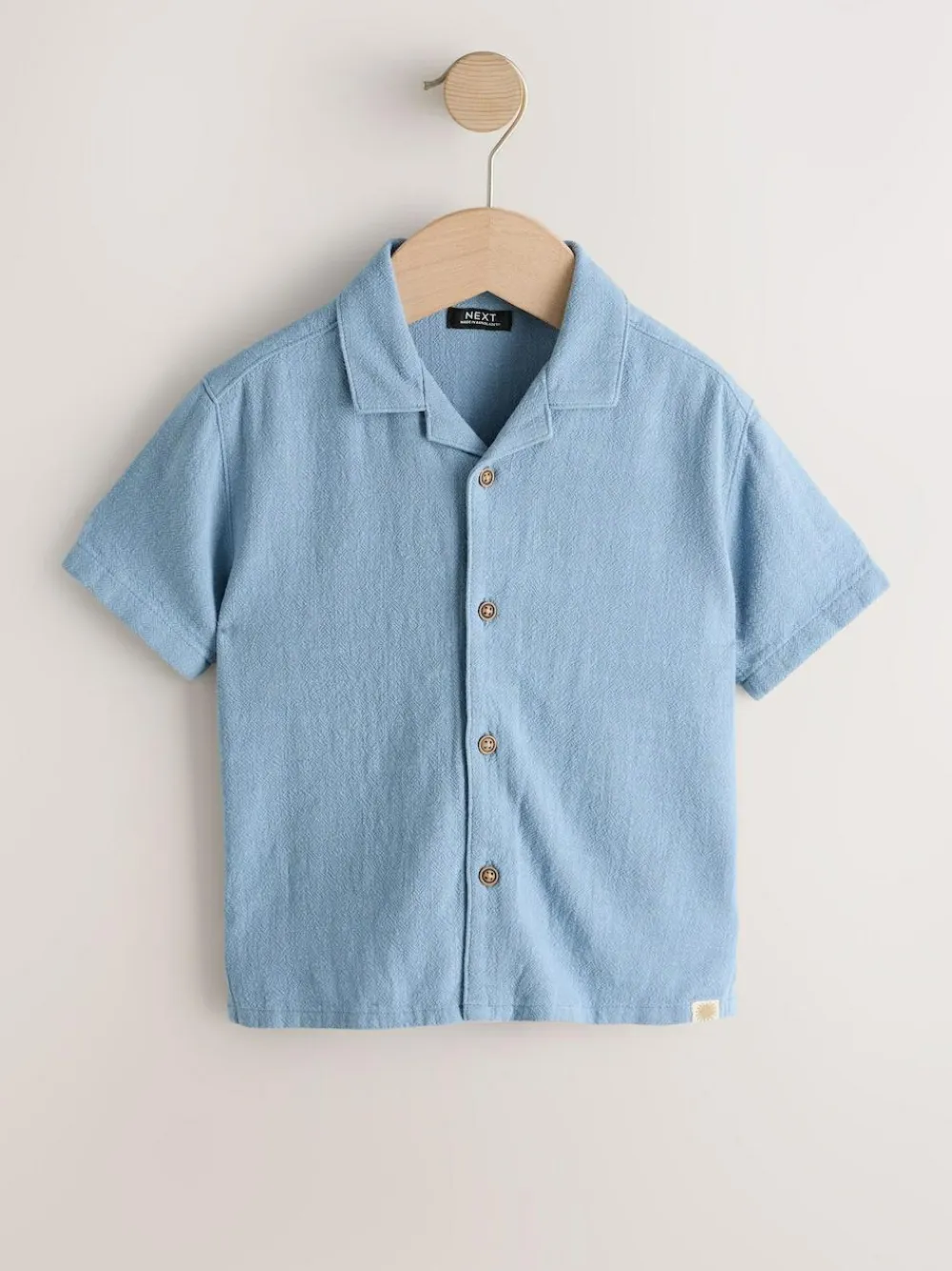 Next Short Sleeves Linen Blend Revere Collar Shirt (3mths-7yrs)^BOY Suits & Vest|Shirts