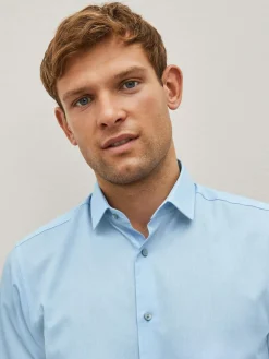 Next Blue Slim Fit Easy Care Textured Single Cuff Smart Shirt^ Occasionwear|Shirts
