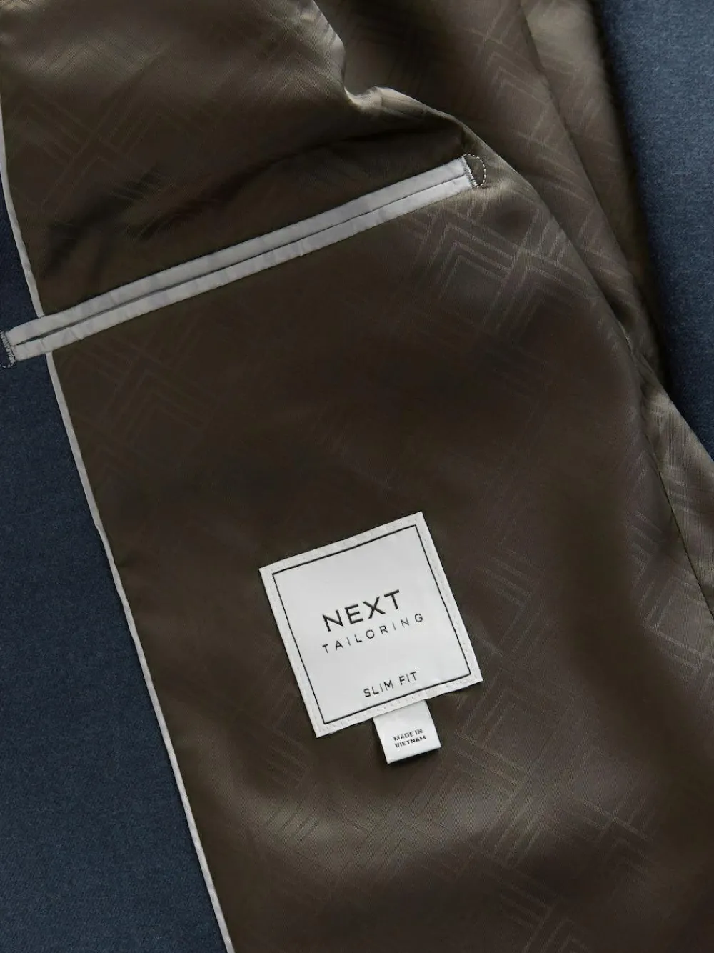 Next Blue Slim Fit Textured Flannel Suit Jacket