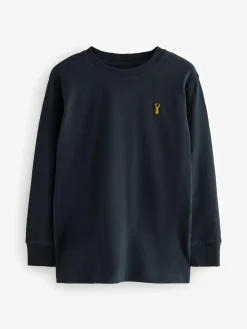 Discount Next Stag Logo Long Sleeve Cosy T-Shirts 4 Pack (3-16yrs) Blue