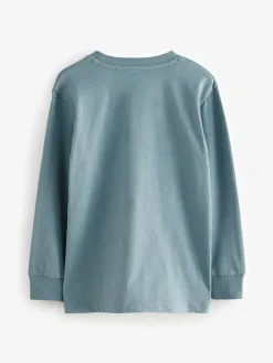 Discount Next Stag Logo Long Sleeve Cosy T-Shirts 4 Pack (3-16yrs) Blue
