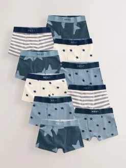 Next Blue Stars and Stripes Trunks 10 Pack (1.5-16yrs)^BOY Underwear