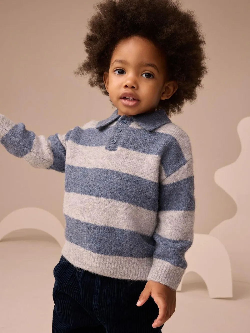 Next Stripe Knitted Rugby Polo Shirt (3mths-7yrs)^BOY Tops|Tops