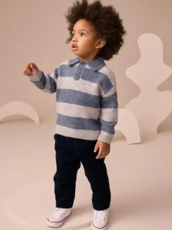 Next Stripe Knitted Rugby Polo Shirt (3mths-7yrs)^BOY Tops|Tops