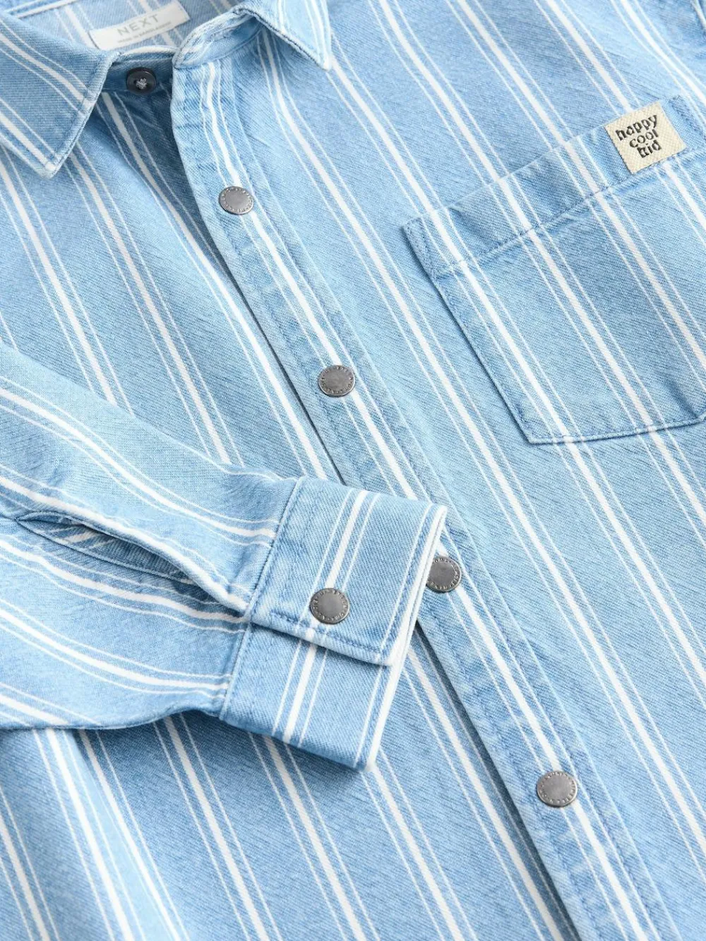 Next Blue Stripe Long Sleeve Denim Shirt (3mths-7yrs)^BOY Suits & Vest|Shirts