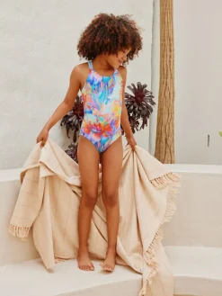 Outlet Next Blue Swirl Double Strap Swimsuit (3-16yrs)