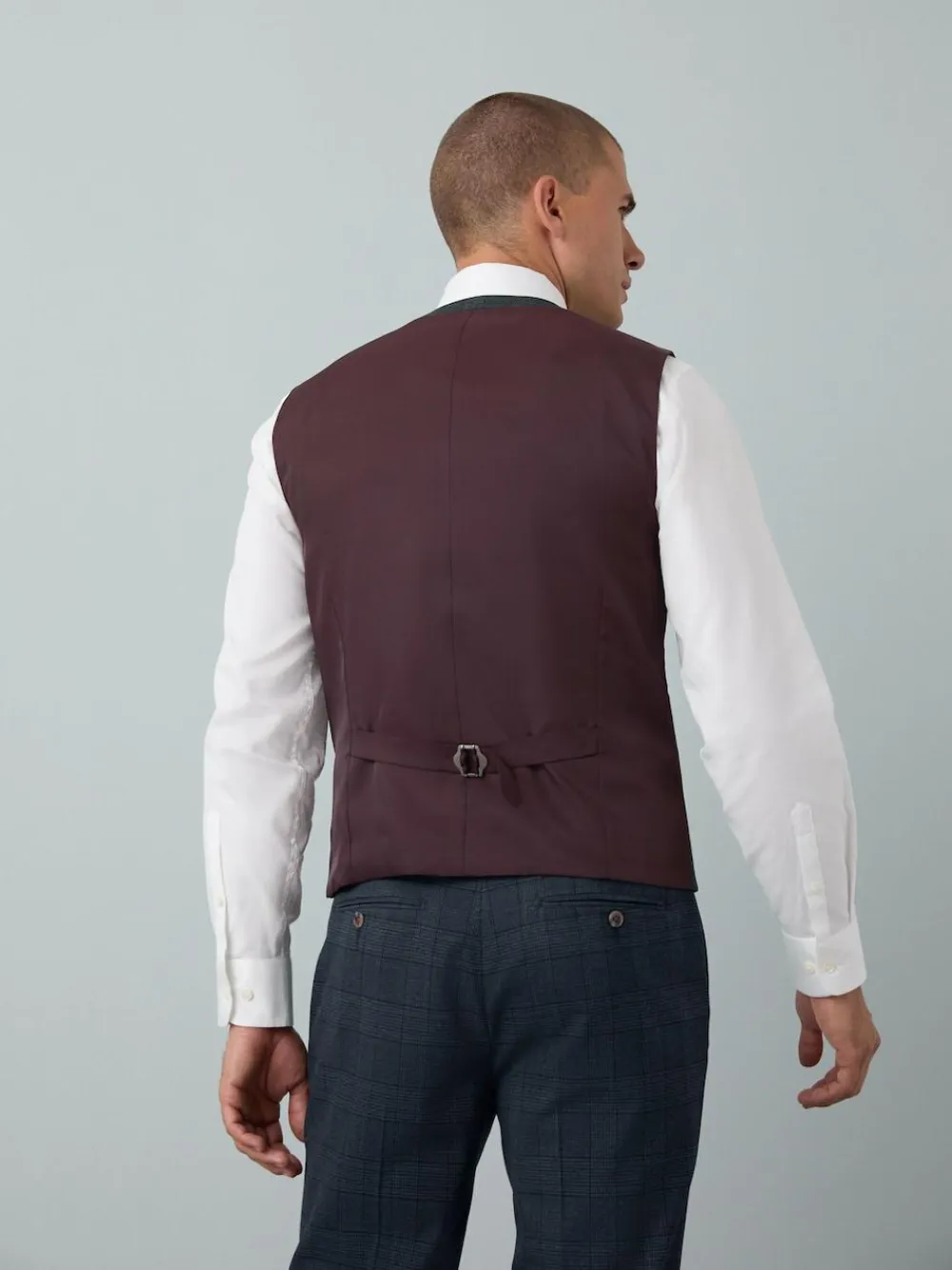 Sale Next Blue Tailored Fit Trimmed Check Suit Waistcoat