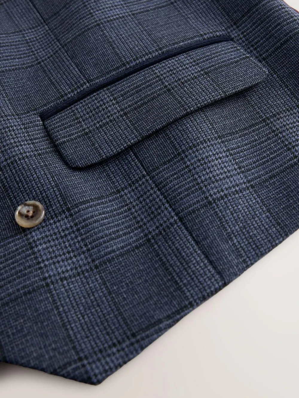 Sale Next Blue Tailored Fit Trimmed Check Suit Waistcoat