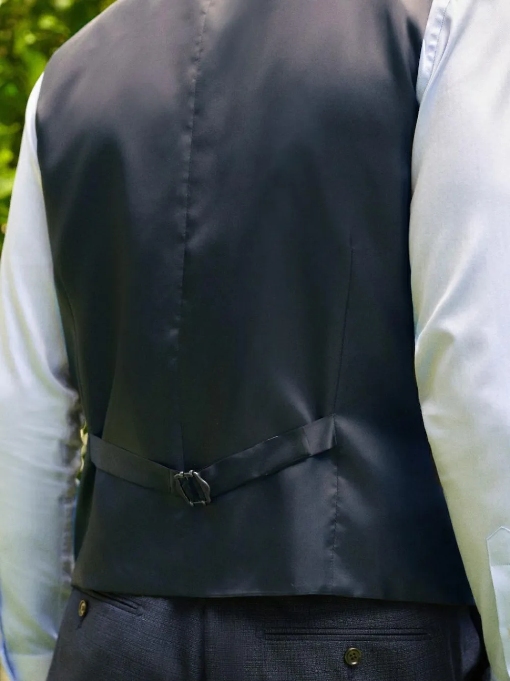 Hot Next Textured Wool Blend Suit Waistcoat Blue