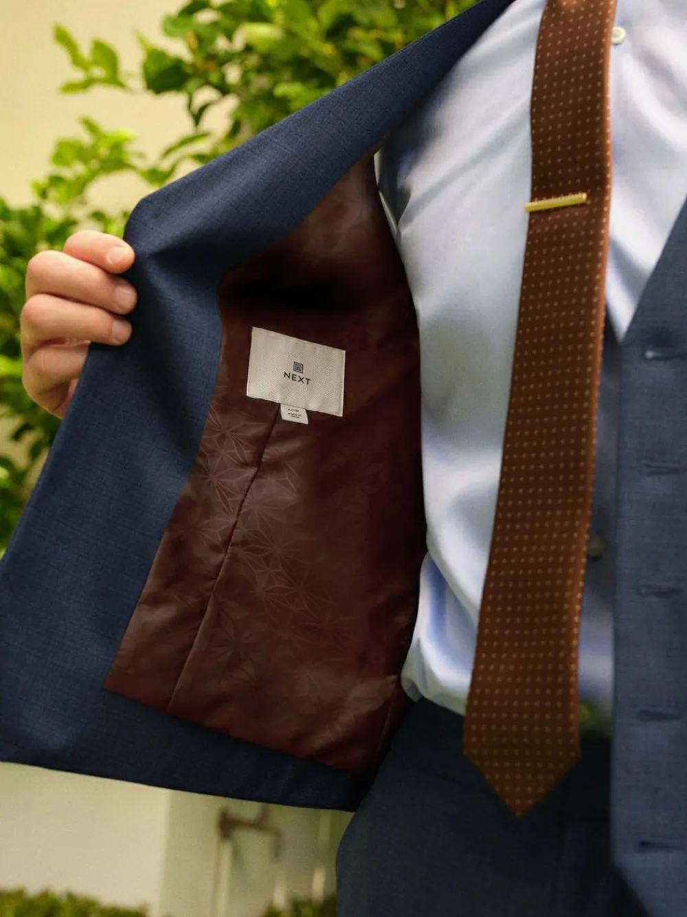 Hot Next Textured Wool Blend Suit Waistcoat Blue