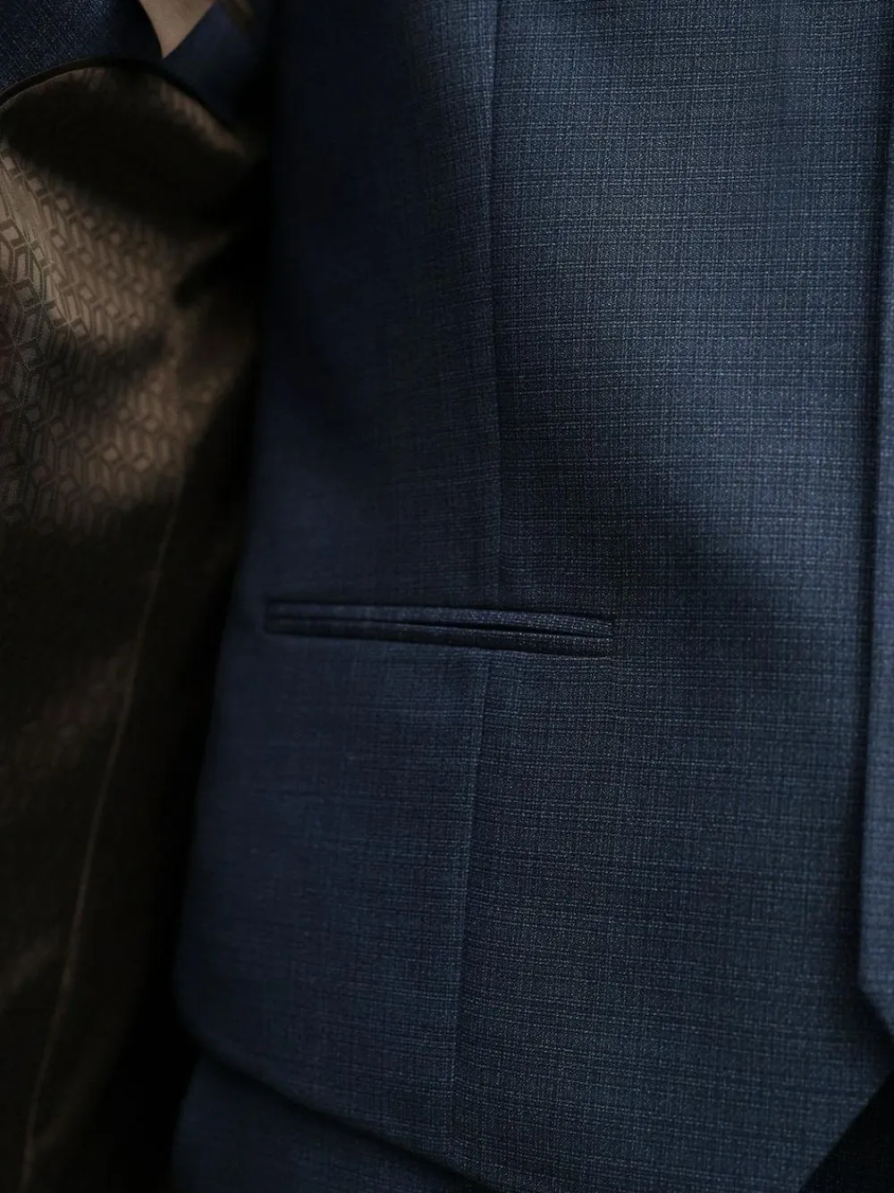 Hot Next Textured Wool Blend Suit Waistcoat Blue