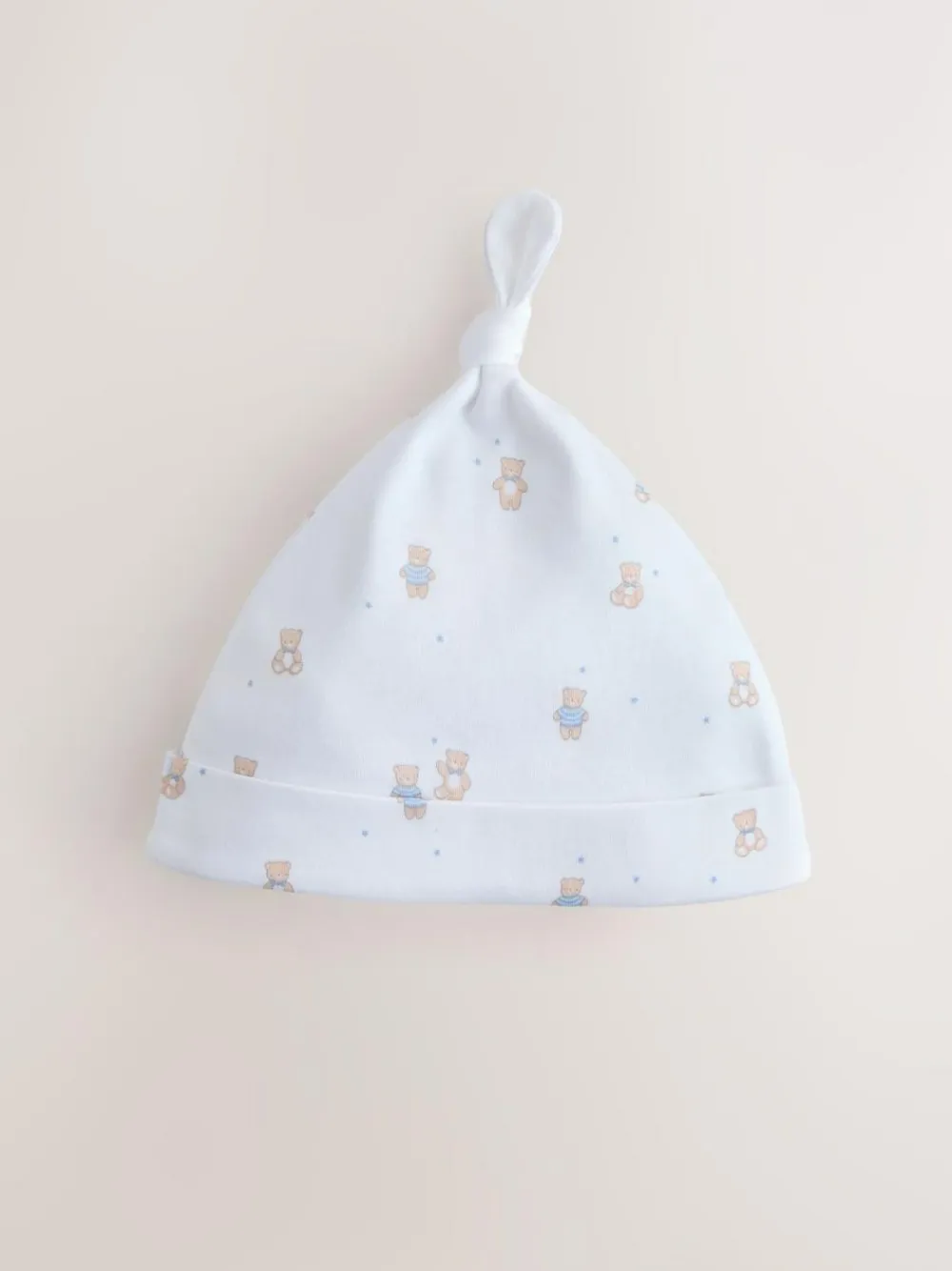 Next Blue Tie Top Baby Hats 3 Pack (0-12mths)^BOY Hats & Scratch Mitts|Newborn Accessories