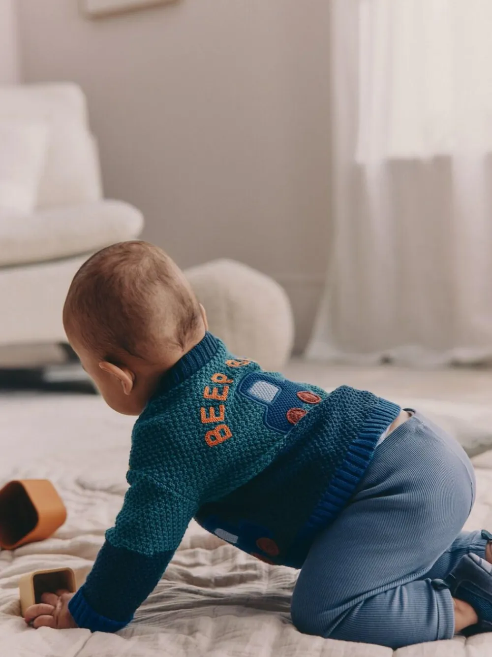 Online Next Blue Transport Baby Embroidered Cardigan (0mths-2yrs)