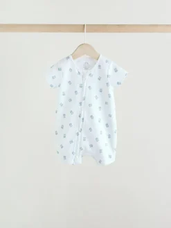 Next Blue Two Way Zip Baby Rompers 3 Pack (0mths-3yrs)^ Rompers & Overalls