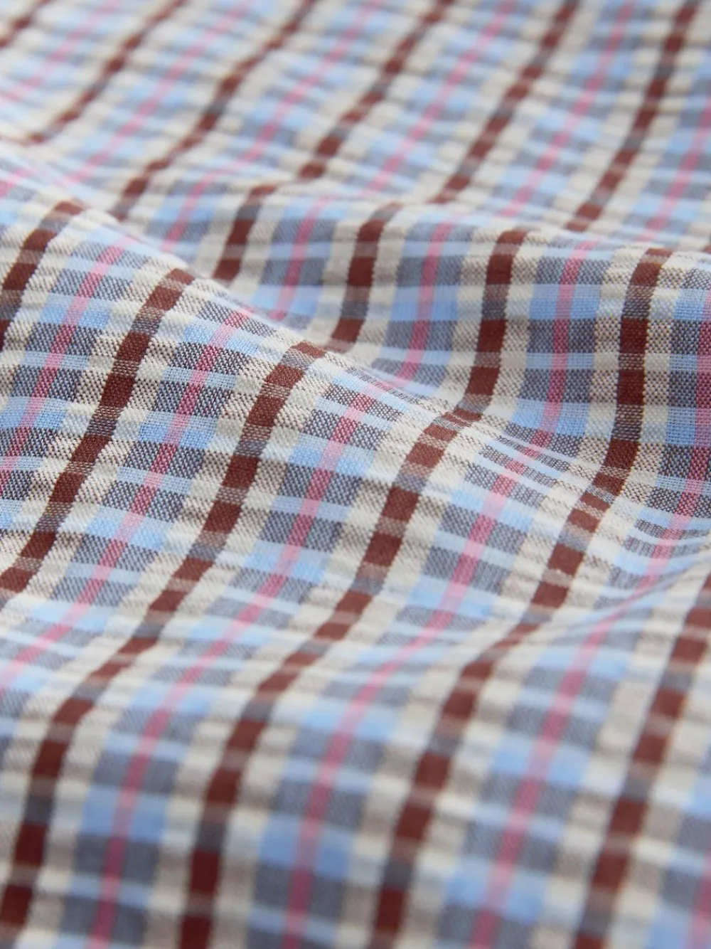 Next Oversized Collar Long Sleeve Blouse Blue/Brown Check
