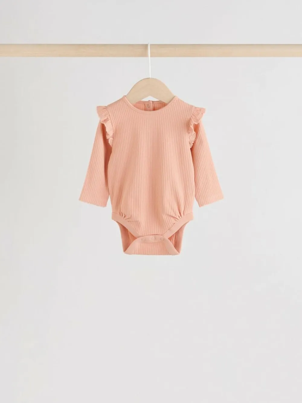 Outlet Next Baby Long Sleeve Frill Bodysuits 4 Pack (0mths-2yrs) Blue/Cream/Coral Ditsy