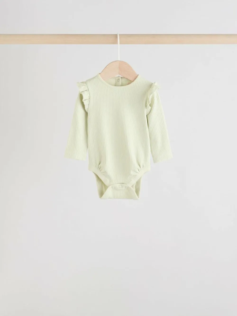 Outlet Next Baby Long Sleeve Frill Bodysuits 4 Pack (0mths-2yrs) Blue/Cream/Coral Ditsy