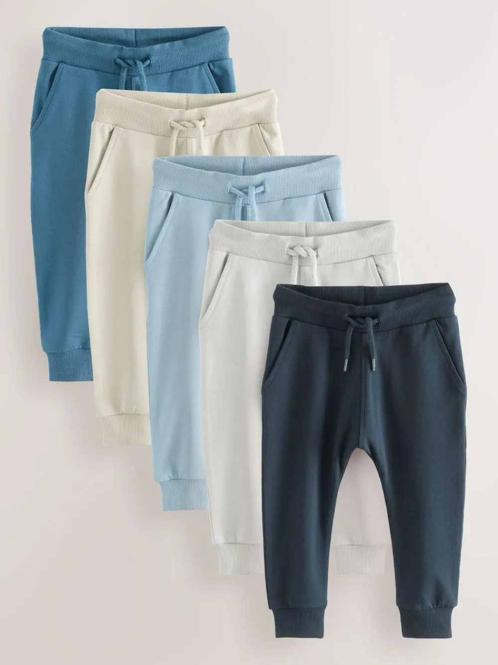 Sale Next Blue/Ecru/ Navy Blue Skinny Fit Joggers 5 Pack (3mths-7yrs)