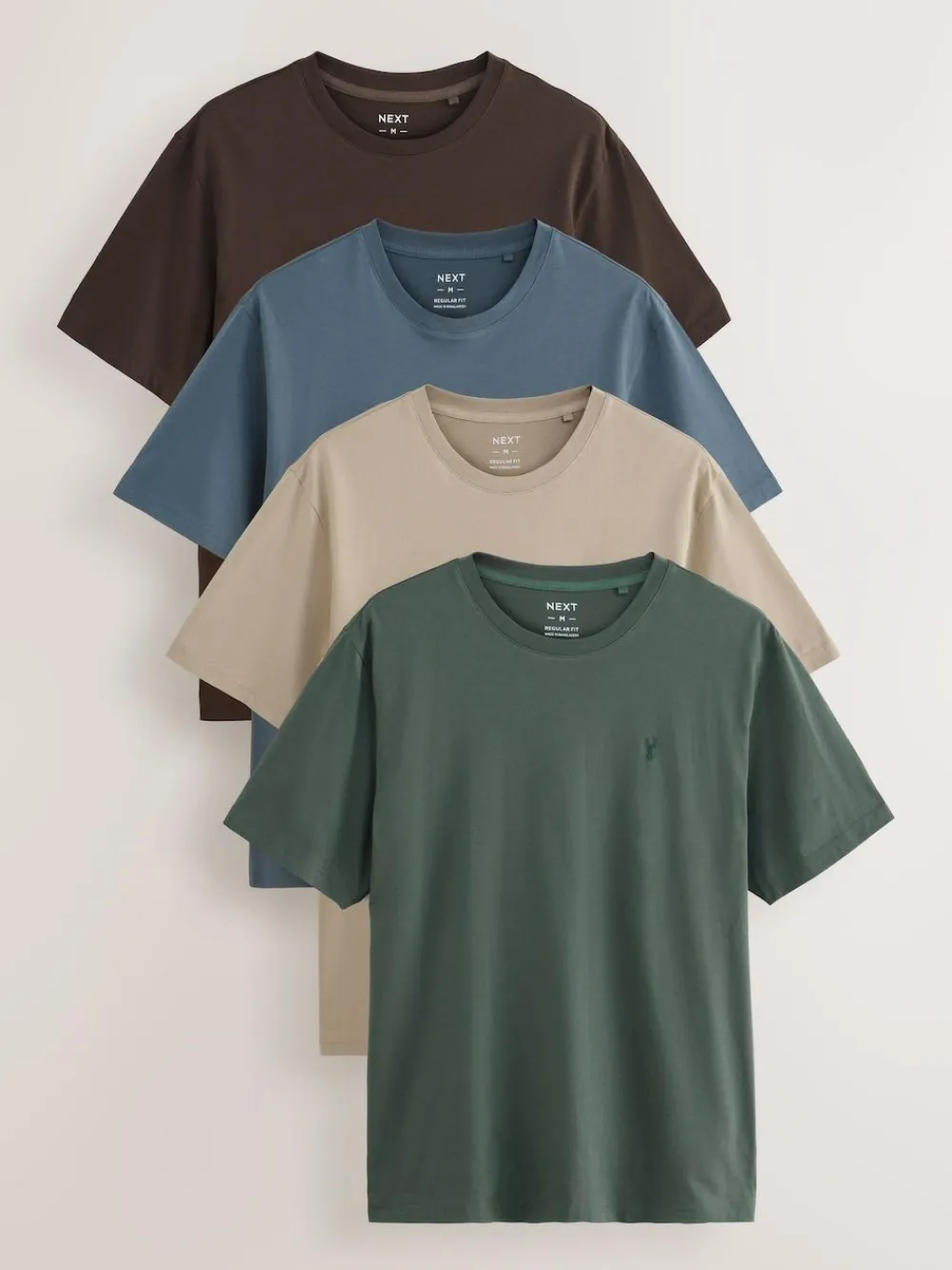 Next Blue/Green/Neutral/Brown Regular Fit T-Shirts 4 Pack