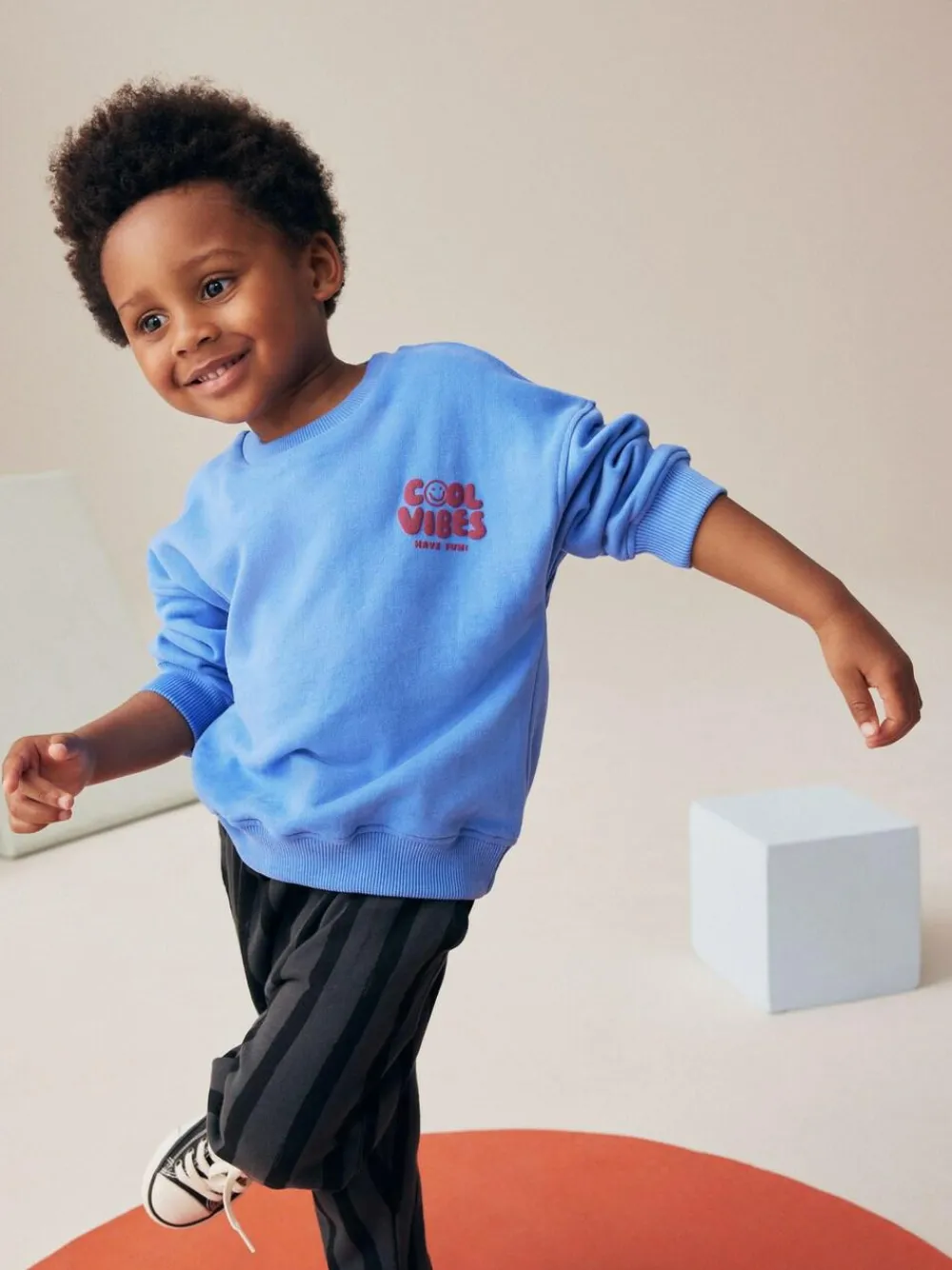 Outlet Next Blue/Grey Single Sweatshirt And Stripe Joggers Set (3mths-7yrs)