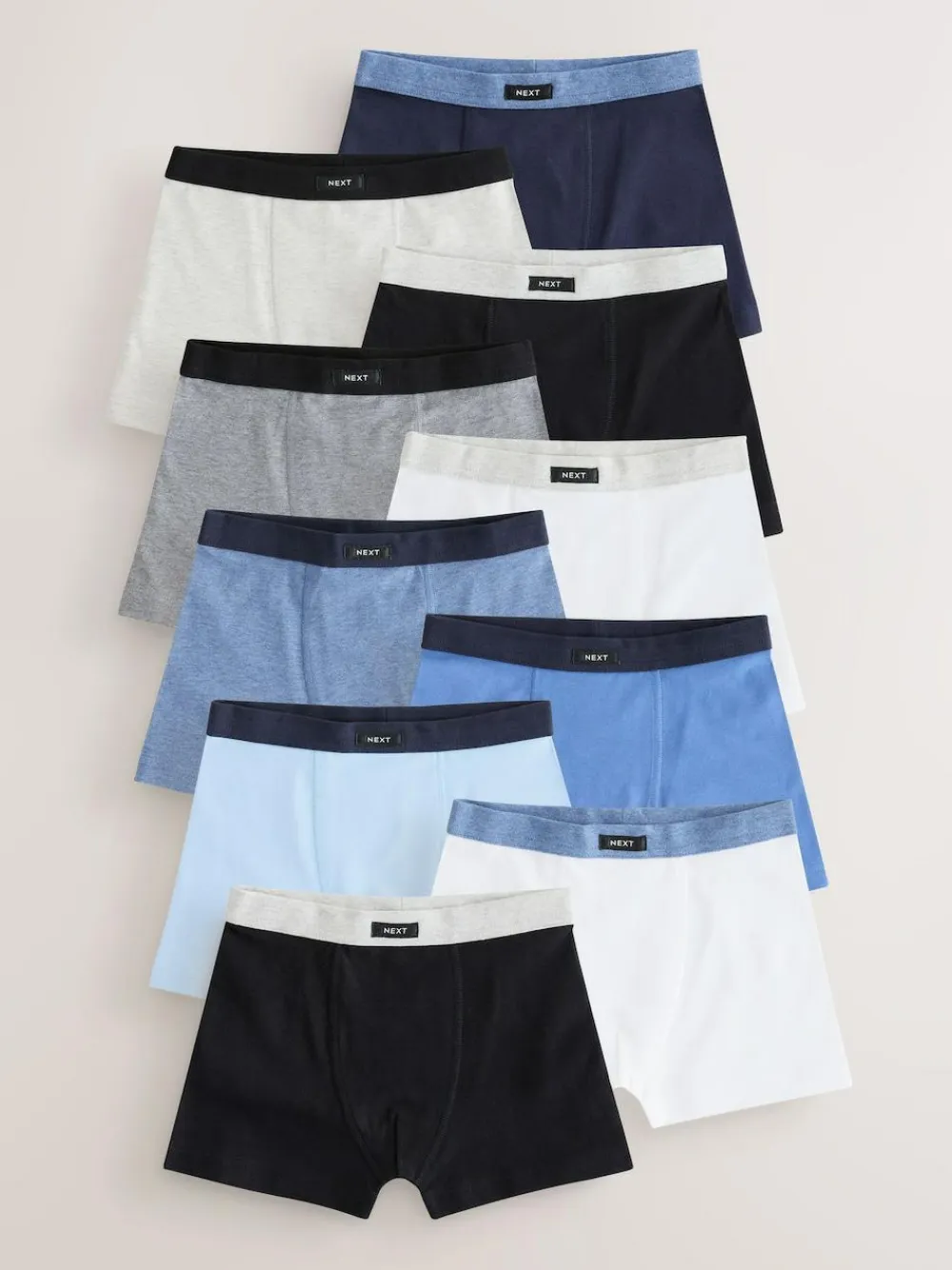 Online Next Soft Waistband Trunks 10 Pack (2-16yrs) Blue/Grey