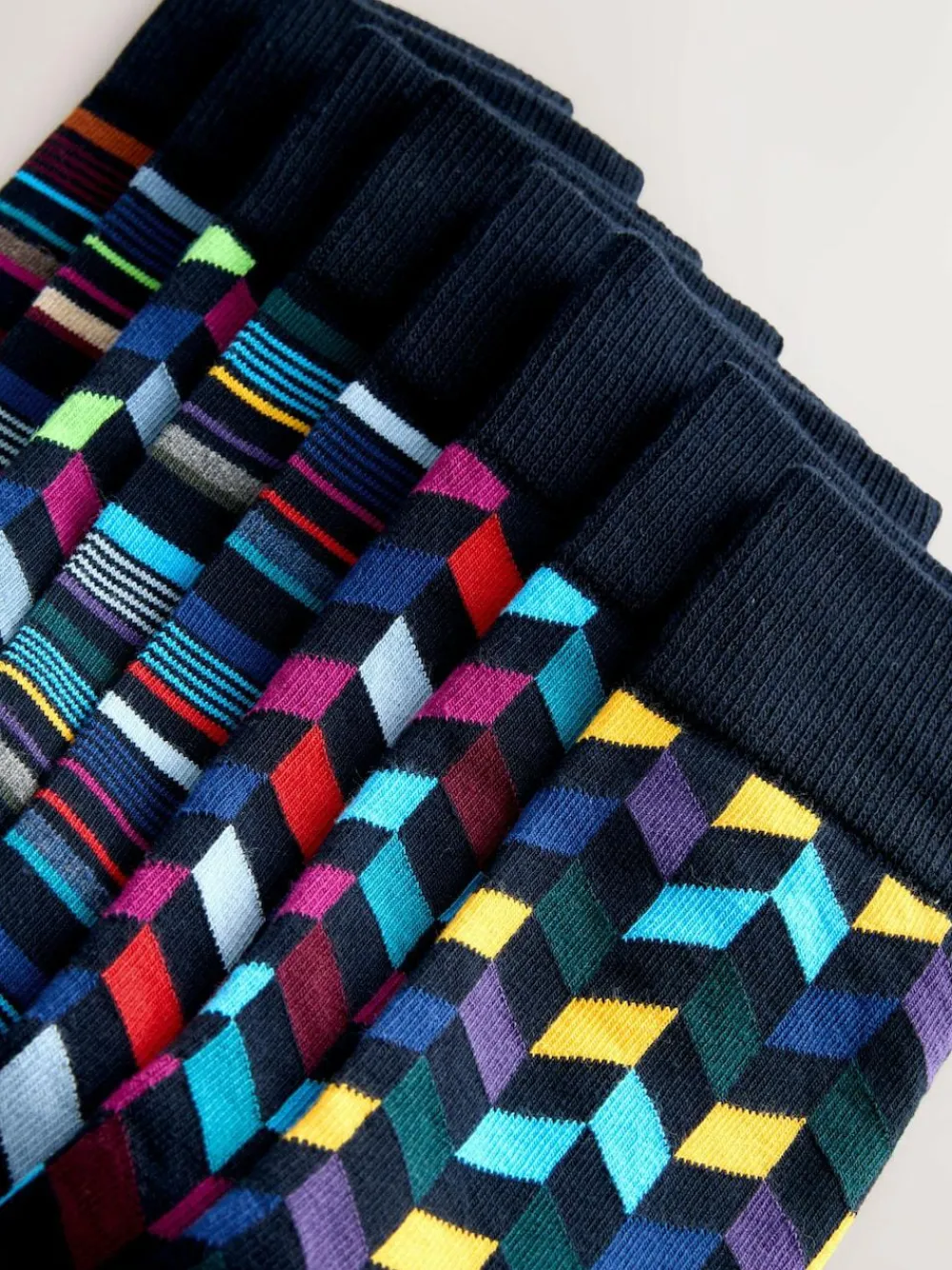 Online Next Blue/Orange Pattern Socks 8 Pack