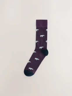 Clearance Next Blue/Red Safari Animals Fun Pattern Socks 8 Pack