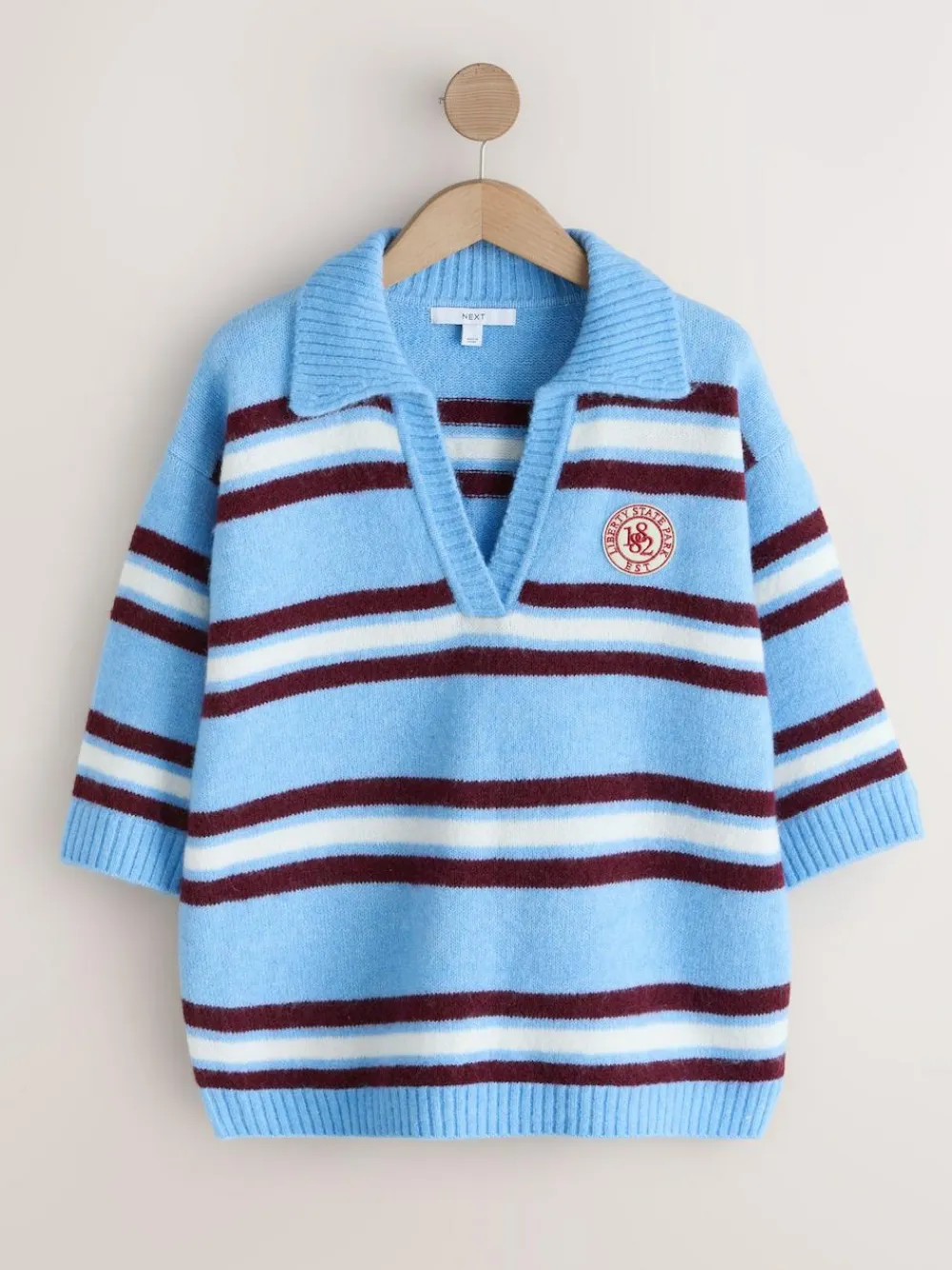 Next Open Collar Polo Half Sleeve Jumper With Wool^Women Knitwear|Knitwear