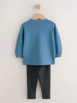 Hot Next Blue/Stone/Green Long Sleeve Top and Leggings Set 3 Pack (3mths-7yrs)