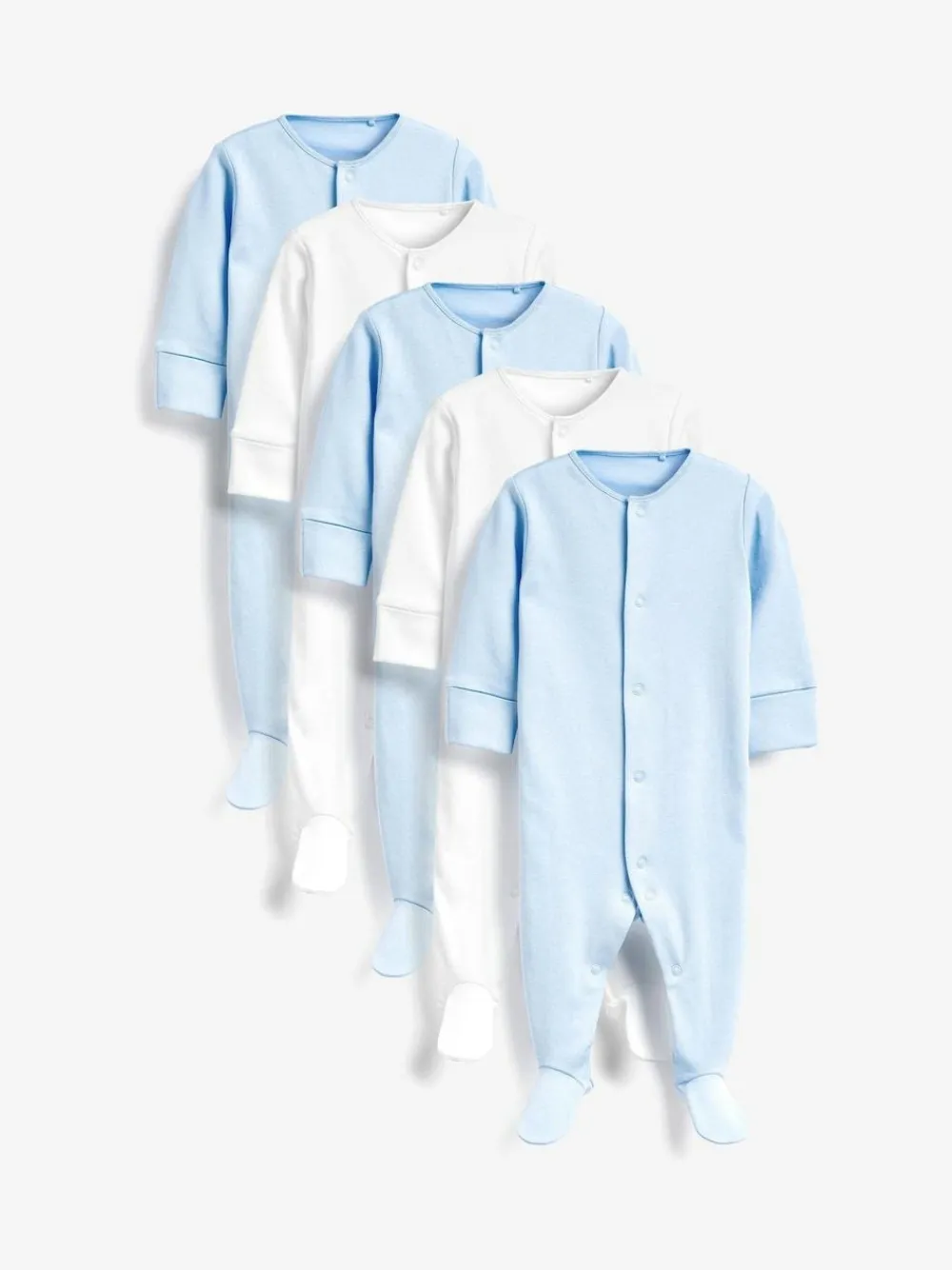 Next Blue/White 5 Pack Baby Sleepsuits (0-2yrs)^BOY Nightwear|Nightwear