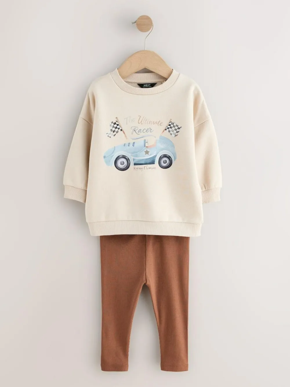 Discount Next Blue/White Stripe/Car Sweatshirts and Leggings Set 2 Pack (3mths-7yrs)