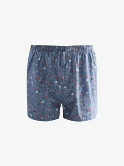 Next Blue/White/Green Floral 4 pack Woven Pure Boxers^ Underwear|Underwear