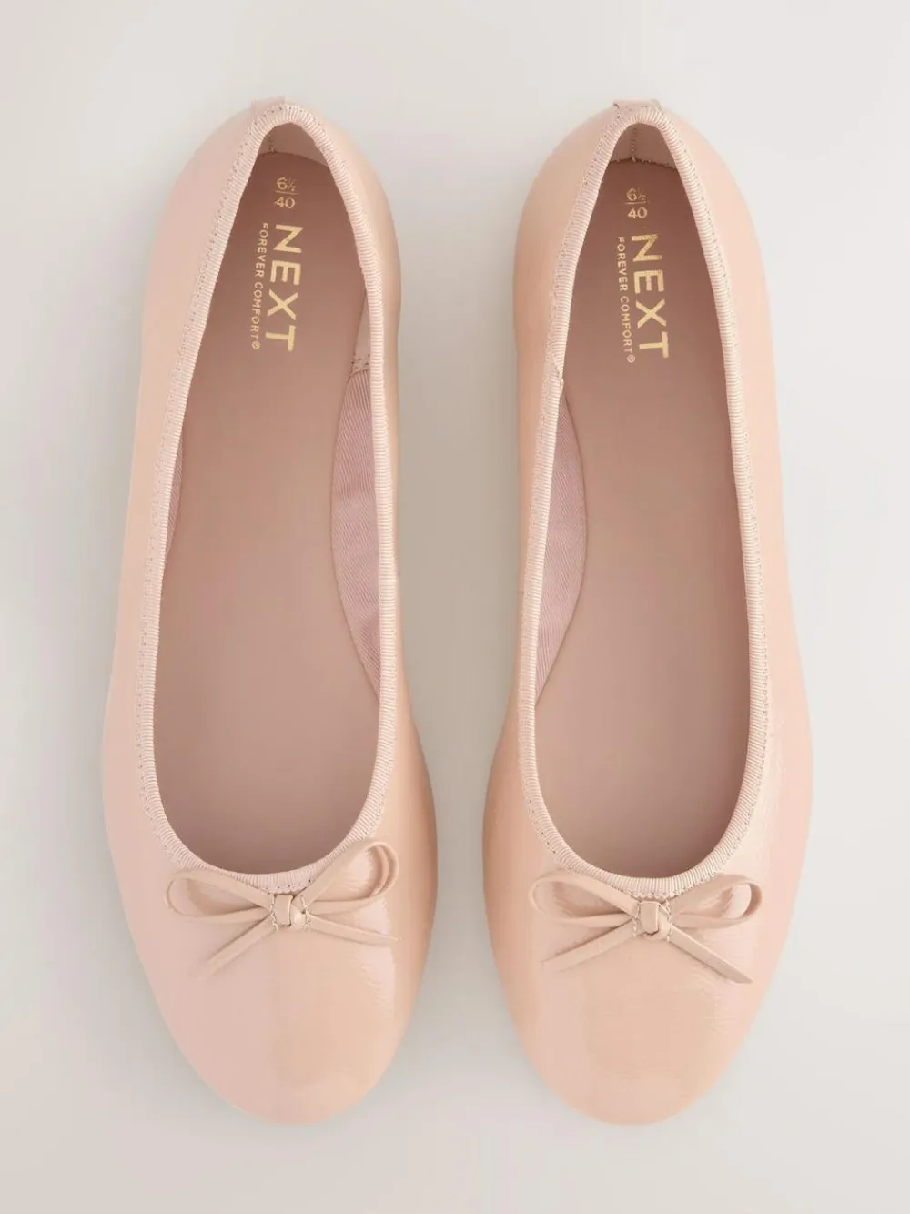 Outlet Next Extra Wide Fit Round Toe Ballerina Shoes Blush Pink Patent