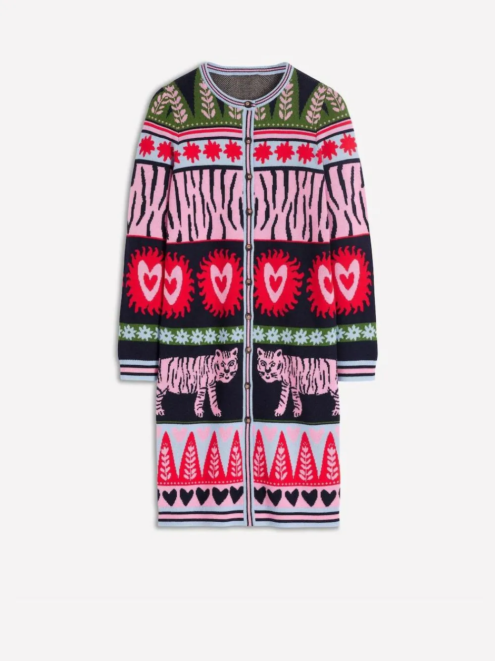Boden Blue Long Jacquard Cardigan
