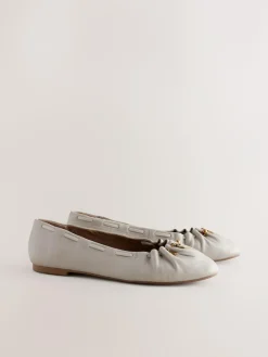 Next Forever Comfort® Leather Ruched Charm Ballet Flats^Women Flats