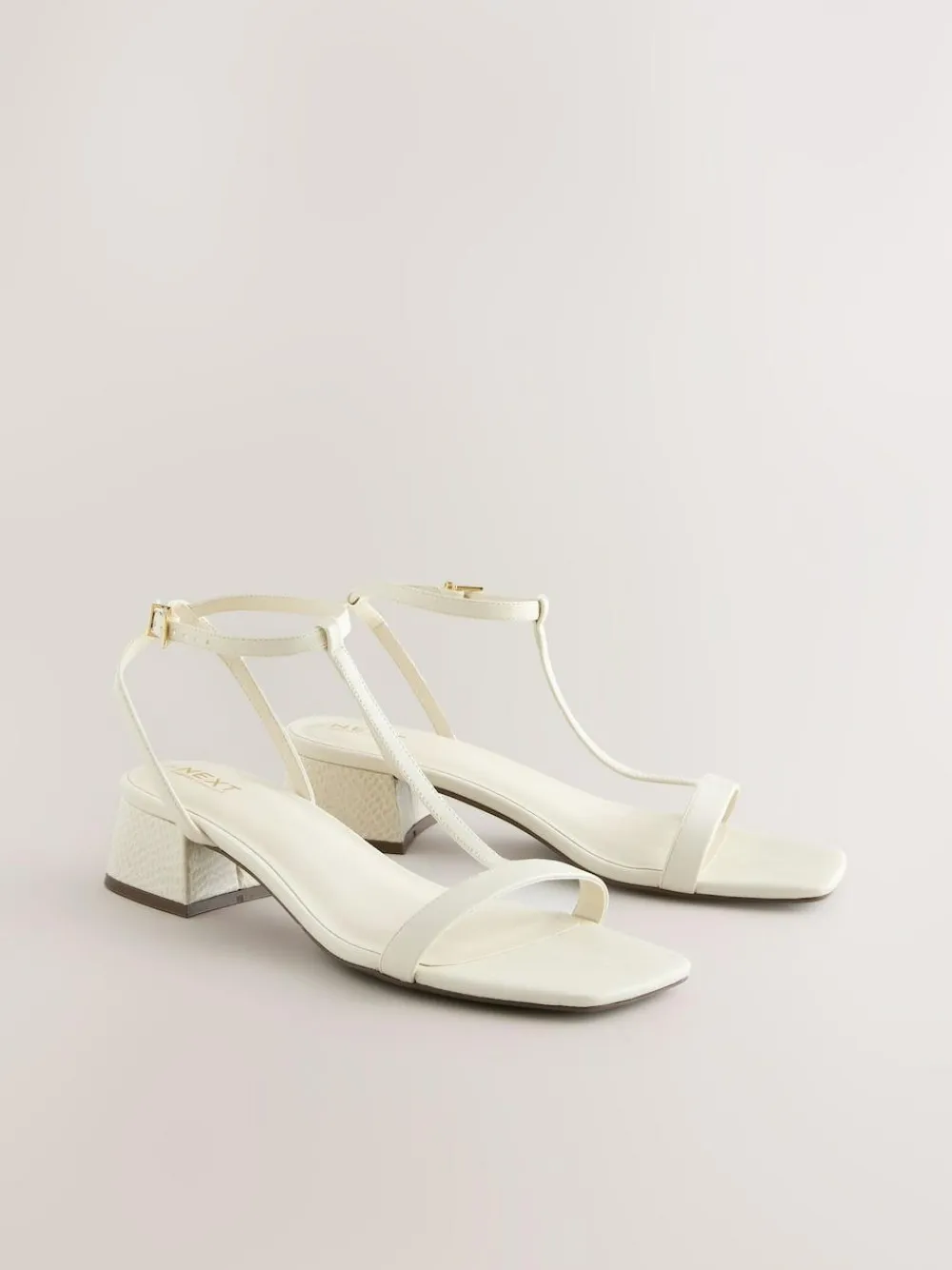 Discount Next Standard/Wide Fit Forever Comfort® Low Block Strappy Sandals Bone