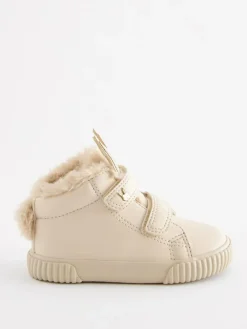 Best Next Bone White Bunny Wide Fit (G) Touch Fasten Strap High Top Trainers