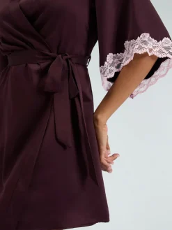 Hot Boux Avenue Purple Amelia Satin Short Robe